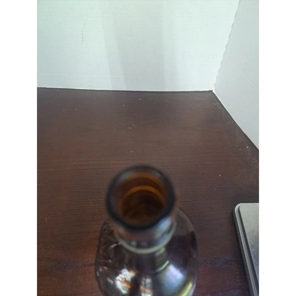 Vintage John Macnaughton Amber Brown Liqour Bottle Molded Palmette On Shoulder